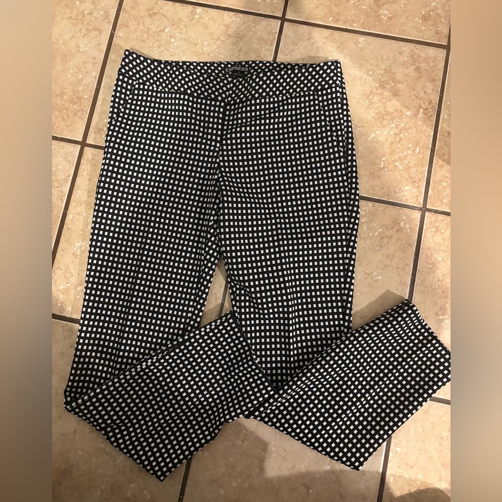 Express Black and White Checkered Pantsuit